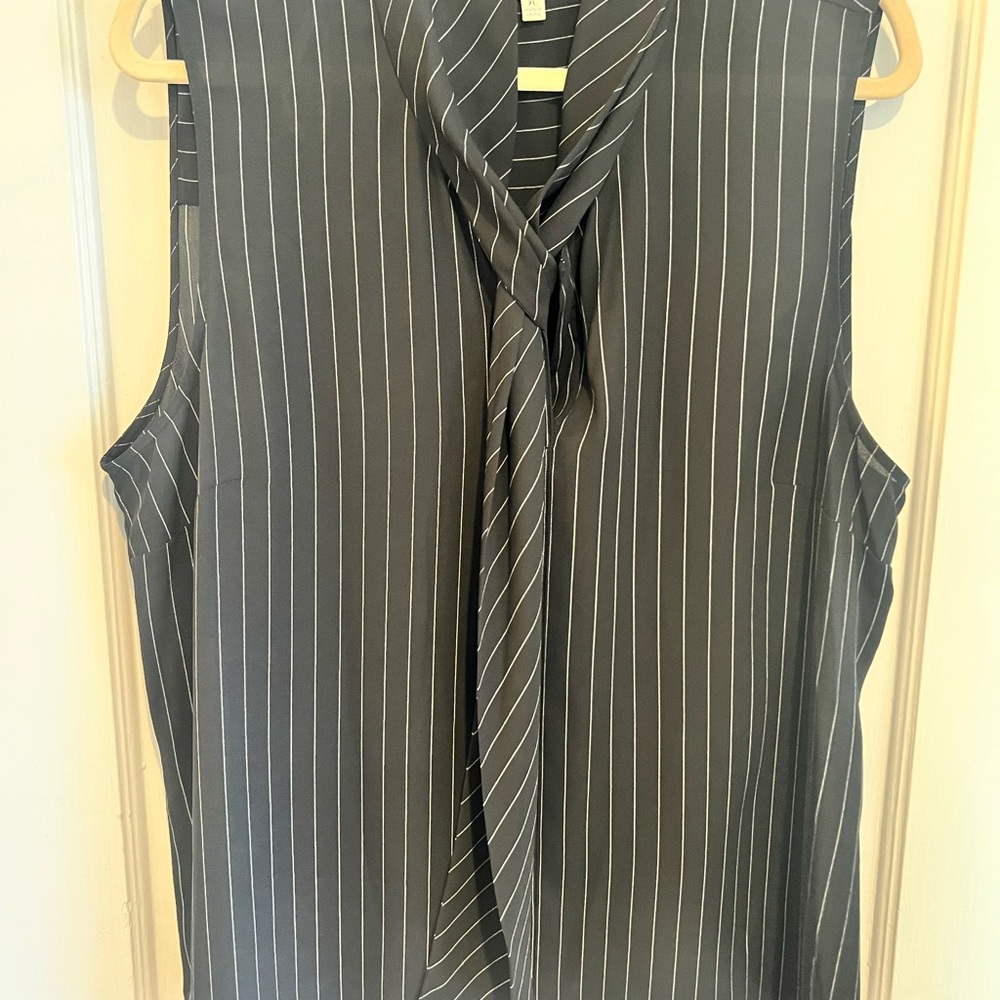 Black Pinstripe Sleeveless Blouse